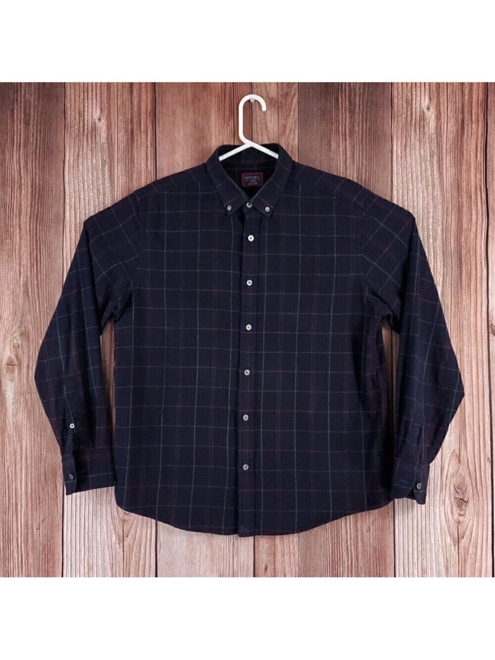 UNTUCKit Capezzana Slim Fit Mens XL Plaid Check LS Button Down Flannel Shirt
